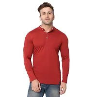 VeelDeal  Cotton Round Neck Full Sleeves Regular Fit Mandarin Collar Solid Casual T-Shirt for Men and Boys (Pack Of 2)-thumb3