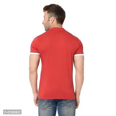 Trendy Solid Cotton Blend Mandarin Collar Half  Sleeve T-shirt For Men-thumb3