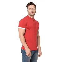 Trendy Solid Cotton Blend Mandarin Collar Half  Sleeve T-shirt For Men-thumb4