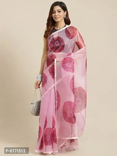 Floral Printed Fashion Organza Saree-thumb0