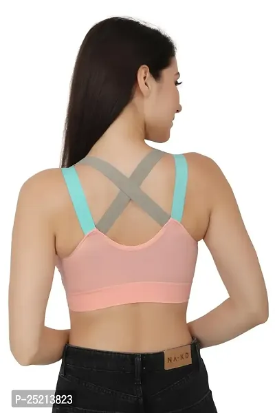 RUNNING GIRL Sports Bra for Women, Criss-Cross Back Padded Strappy Sports  Bras Medium Support Yoga Bra with Removable Cups