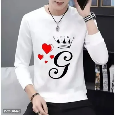 Trendy White Polyester Printed Round Neck Tshirt For Men-thumb0