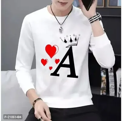 Trendy White Polyester Printed Round Neck Tshirt For Men-thumb0