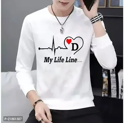 Trendy White Polyester Printed Round Neck Tshirt For Men-thumb0