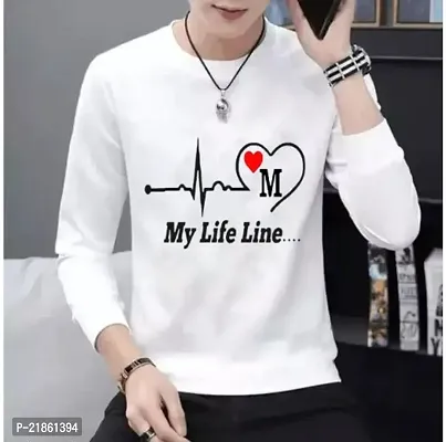 Trendy White Polyester Printed Round Neck Tshirt For Men-thumb0