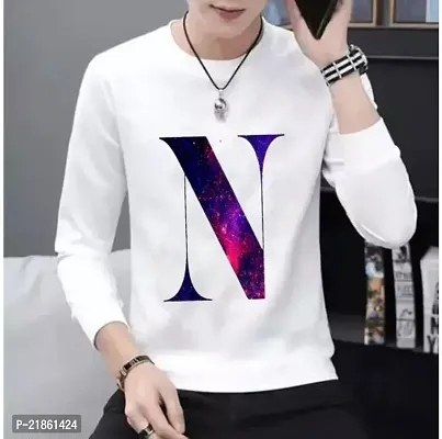 Trendy White Polyester Printed Round Neck Tshirt For Men-thumb0