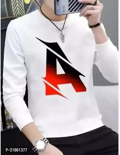 Trendy White Polyester Printed Round Neck Tshirt For Men-thumb0