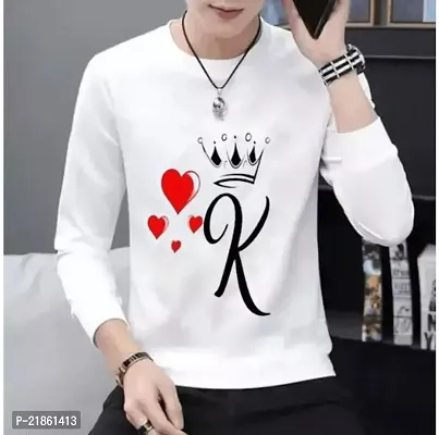 Trendy White Polyester Printed Round Neck Tshirt For Men-thumb0