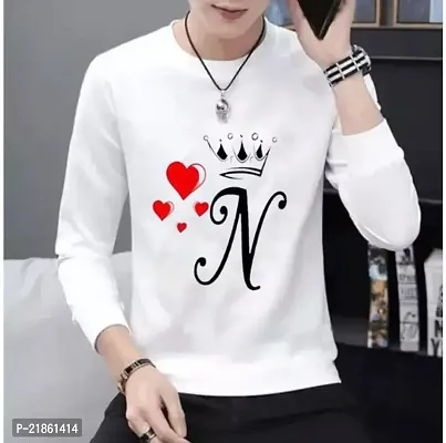 Trendy White Polyester Printed Round Neck Tshirt For Men-thumb0