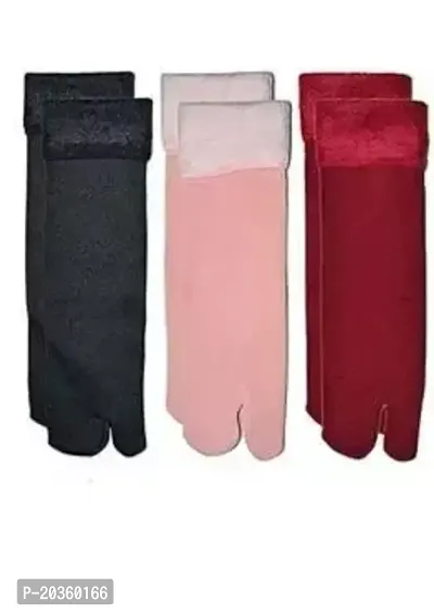 Stylish Multicoloured Velvet Fur Socks Pack Of 3