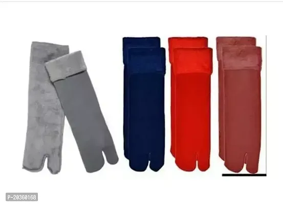 Stylish Multicoloured Velvet Fur Socks Pack Of 4-thumb0