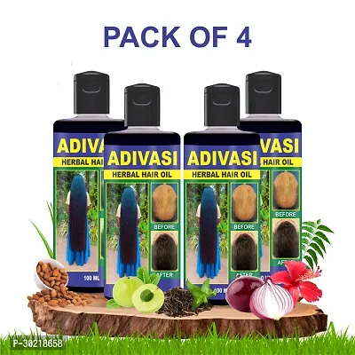 Classic Adivasi Herbal Hair Oil For All Type Of Hair Problem Growth Hair Oil 400Ml,Pack Of 4-thumb0