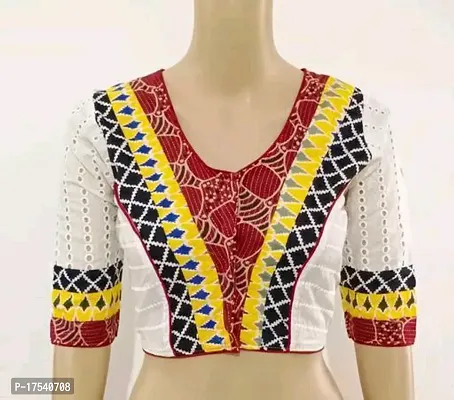 Reliable  Cotton Blend Ethnic Prints Stitched Blouses For Women