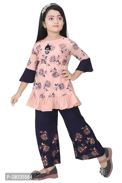 LINK KWALITY Girls Casual Top Pant (2-3 years, peach)
