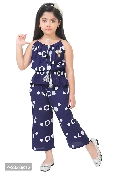 LINK KWALITY Girls Party(Festive) Girls Look New  Latest Fashion Top with PANT Dress Set (4-5 YEARS, BLUE)-thumb0