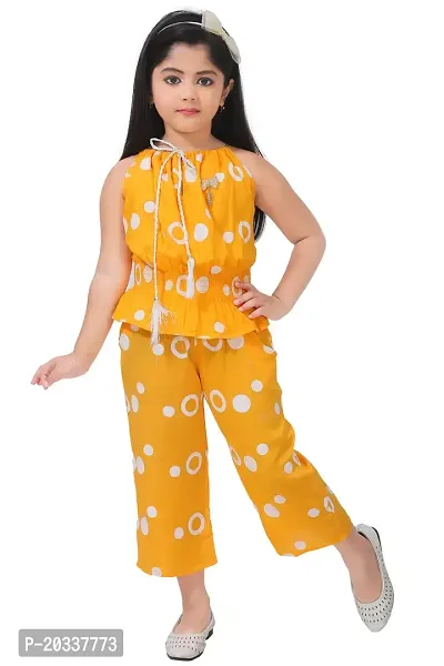 LINK KWALITY Girls Party(Festive) Girls Look New  Latest Fashion Top with PANT Dress Set (1-2 YEARS, YELLOW)
