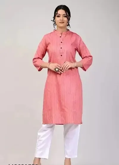 RAKSHITAFASHIONS Women Front Button mandrian Collar Stripped Kurta