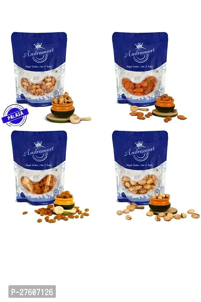 Combo Pack Of 400 Gm Premium Tandoori Cashews, Raisons, Almond And Pistachios