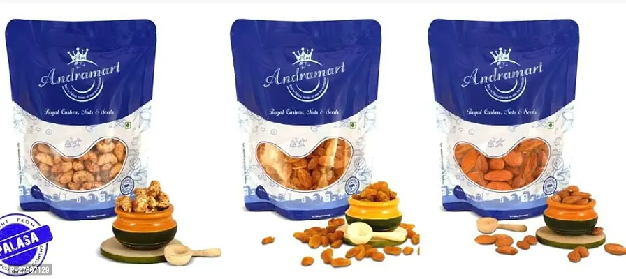 Combo Pack Of 300 Gm Premium Tandoori Cashews , Raisons, Almond