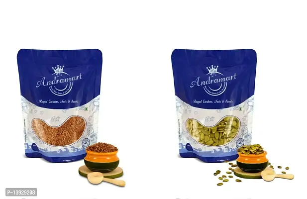 Andramart Raw Flax And Pumpkin Mixed Combo Seeds 500 Gm