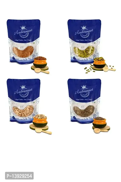 Andramart Raw Flax, Pumpkin, Sunflower And Chia Mixed Combo Seeds 400 Gm