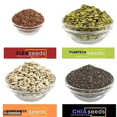 Andramart Raw Flax, Pumpkin, Sunflower And Chia Mixed Combo Seeds 400 Gm-thumb3