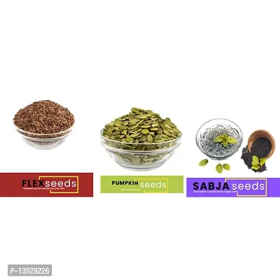 Andramart Raw Flax, Pumpkin And Basil  Mixed Combo Seeds 300 Gm-thumb2