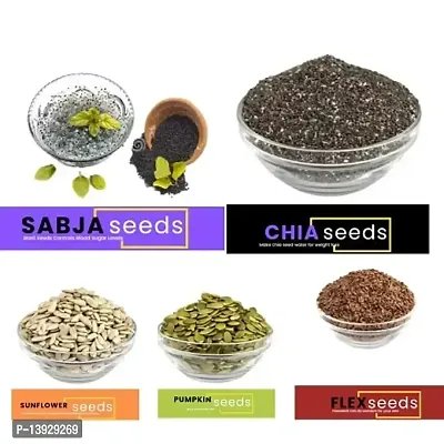 Andramart Raw Basil, Chia,  Sunflower, Pumpkin   And Flax Mixed Combo Seeds 500 Gm-thumb3