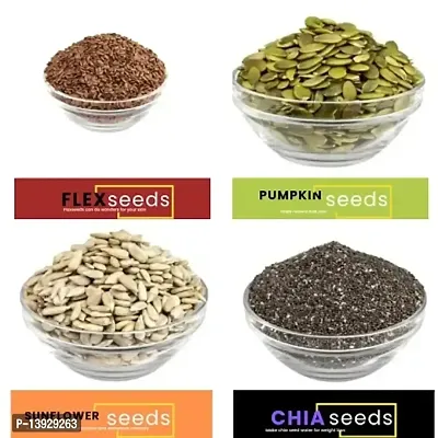 Andramart Raw Flax, Pumpkin, Sunflower And Chia Mixed Combo Seeds 1000 Gm-thumb2