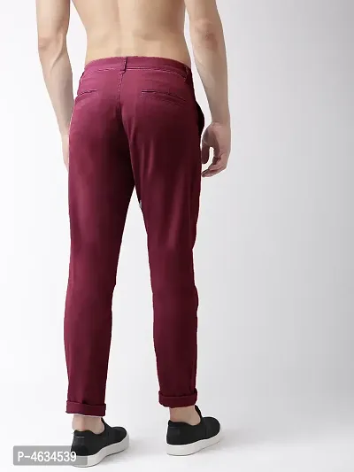 Stylish Cotton Maroon Solid Trouser For Men-thumb3