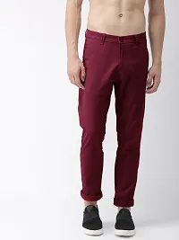 Stylish Cotton Maroon Solid Trouser For Men-thumb1