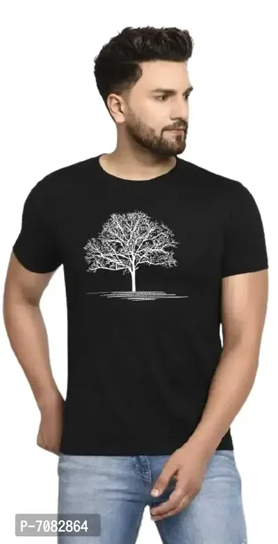 Stylish Fancy Black Tree Tshirt For Men Pack Of 1-thumb0