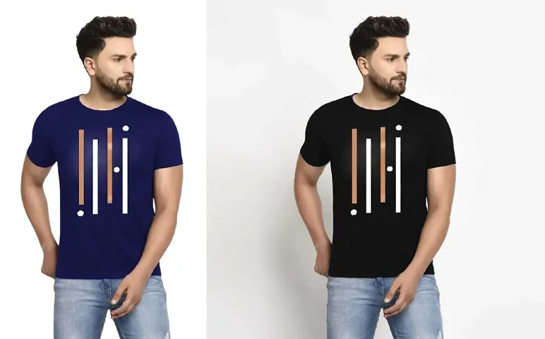 Stylish Fancy And Fourline Tshirt Combo For Men Pack Of 2