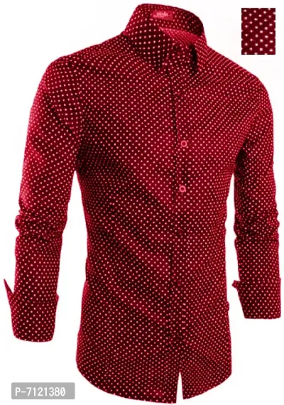 Stylish Fancy Cotton Dotted Casual Shirts For Men-thumb0