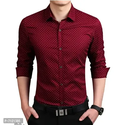 Stylish Fancy Cotton Dotted Casual Shirts For Men-thumb0