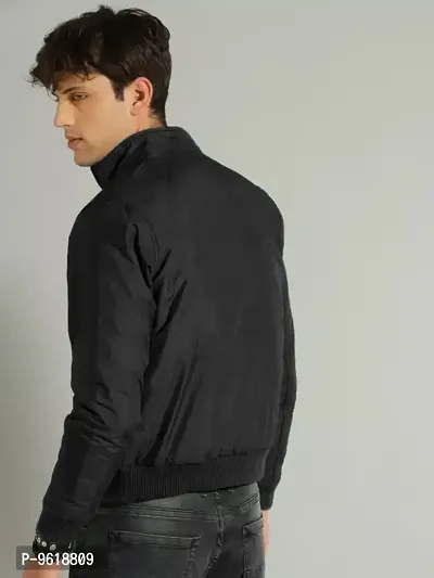 Trendy Fleece Black Solid Jacket For Men-thumb2