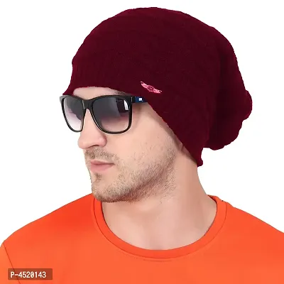 fashlook red beanie cap for men