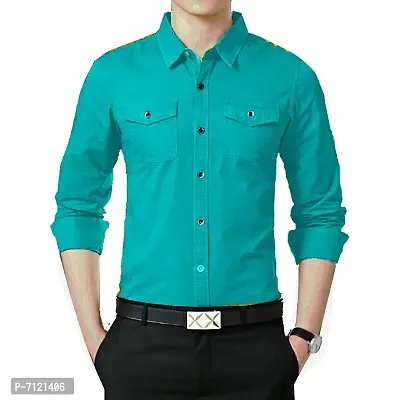 Stylish Fancy Cotton Double Pocket Casual Shirts For Men-thumb0