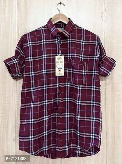 Maroon Cotton Casual Shirts For Men