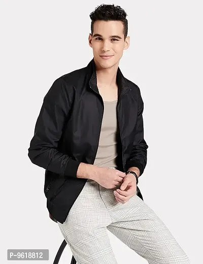 Trendy Fleece Black Solid Jacket For Men-thumb0