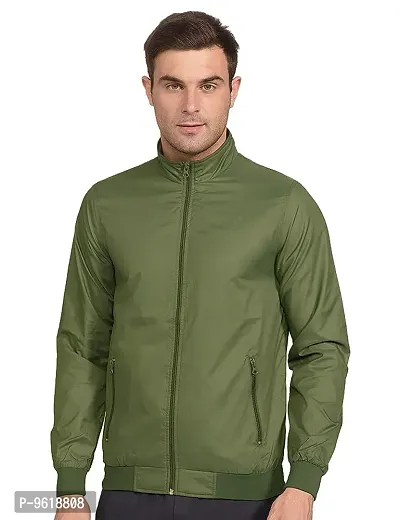Trendy Fleece Mehndi Solid Jacket For Men-thumb0