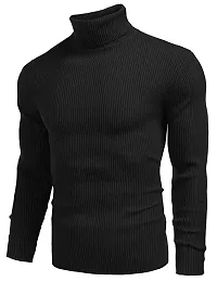 Classic Wool Blend Solid High Neck Sweatshirt for Men-thumb2