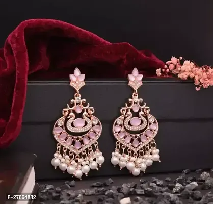 Beautiful Pink Alloy Earrings For Women-thumb0