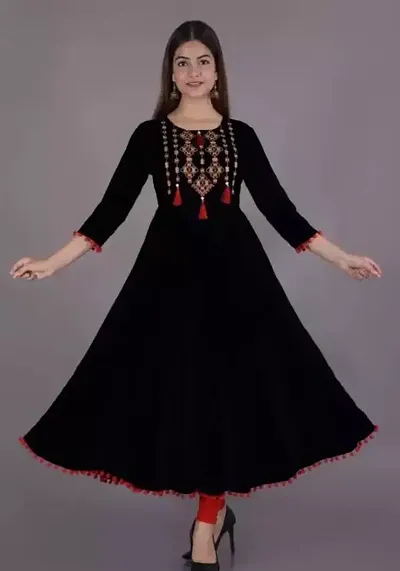 Fancy Rayon Embroider Anarkali Kurta For Women