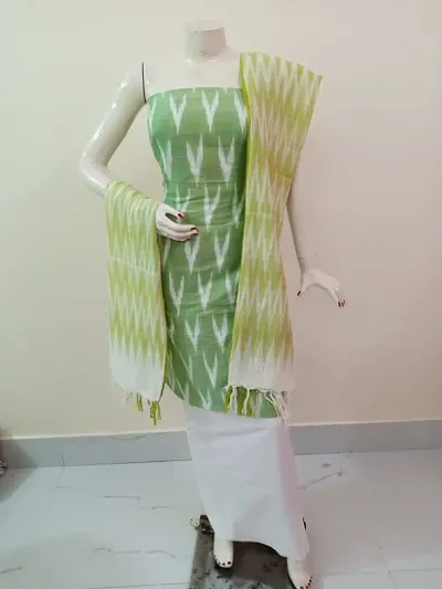 Odisha Handloom Pure Cotton Ikkat Dress Material-Blue & Grey | Reeling  Threads