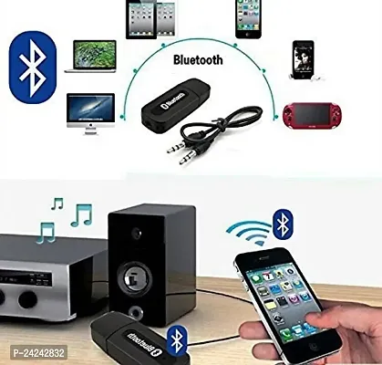 Brain Freezer Phone Bluetooth Stereo System Audio Aux Receiver USB Adapter 3.5mm for Car Speakers Under 200 (1 Pack, Black)-thumb3