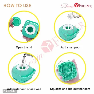 Brain Freezer Silicon Square Massage For Cleaning Body Scrubber Shampoo Dispenser Bathing Tool | Brushes, Men  Women Yellow-thumb5