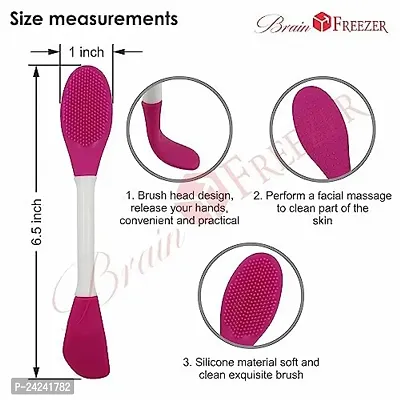 Brain Freezer Pack Of 2 Face Scrubber Multipurpose, 2 in 1 Facial Cleansing Brush, Handheld Face Wash Brush for Pore Cleansing, Gentle Exfoliating, Removing Blackhead Brush Multi-colour-thumb3