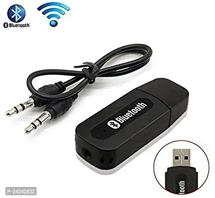 Brain Freezer Phone Bluetooth Stereo System Audio Aux Receiver USB Adapter 3.5mm for Car Speakers Under 200 (1 Pack, Black)-thumb2