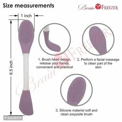 Brain Freezer Soft Facial Applicator Hairless Silicone Mud Mask Brush (Dark Purple White)-thumb3